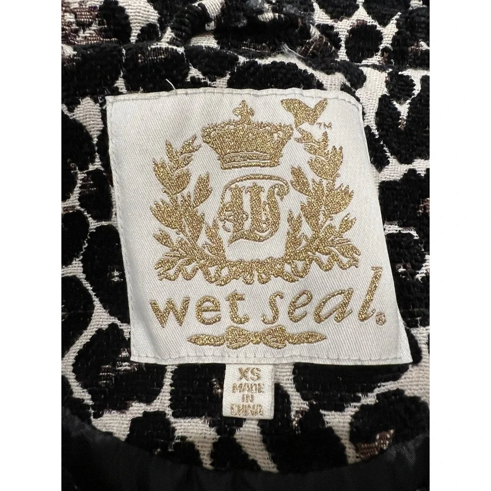 Wet‎ Seal Leopard Animal Print Double Breasted Carpet Bag Coat Size XS Mob Wife - Picture 8 of 11